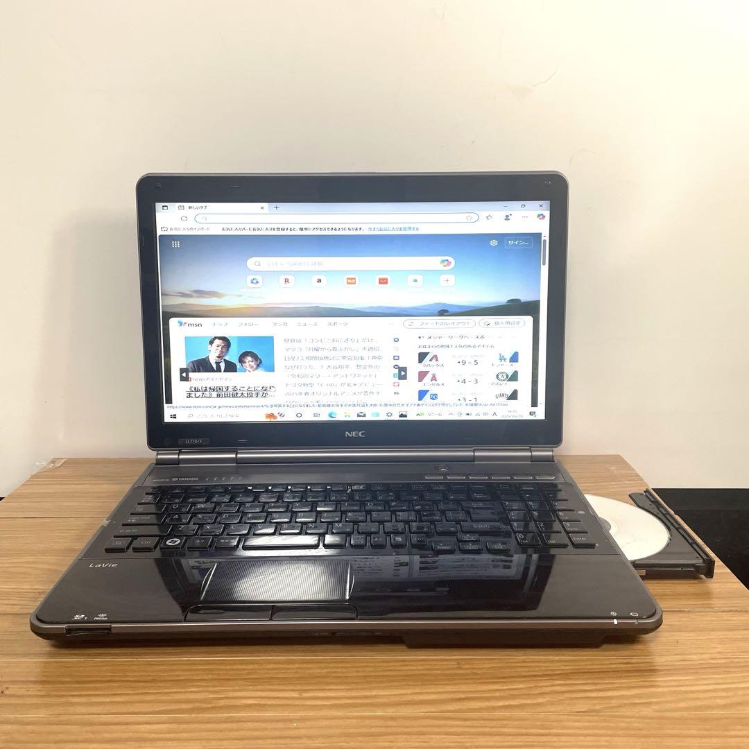 爆速i7ブラックNEC フルHDSSDメモリ8ギガwin11 オフィスブルーレイ