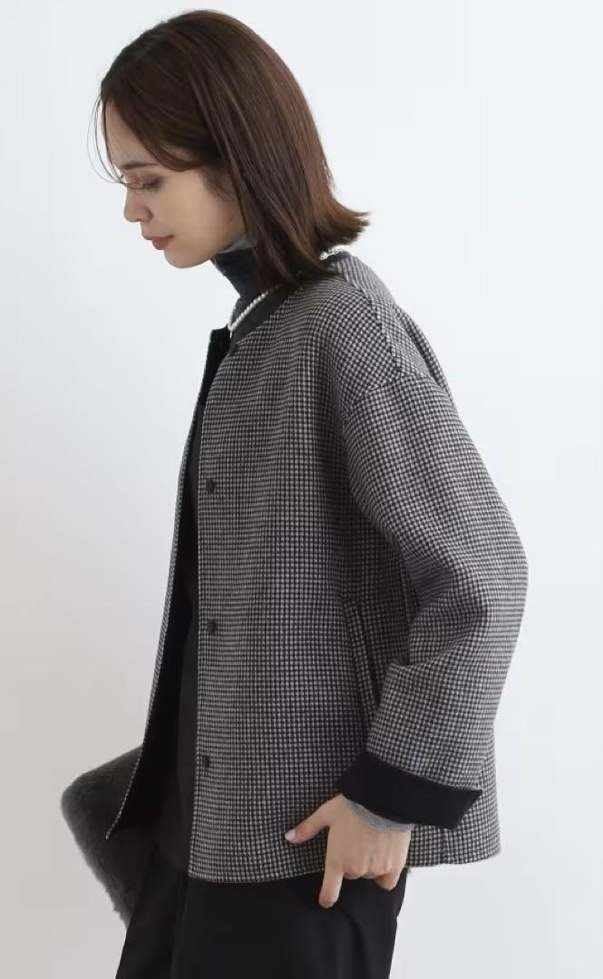INDIVI リバーショートコート　ブラック38【新品未使用】