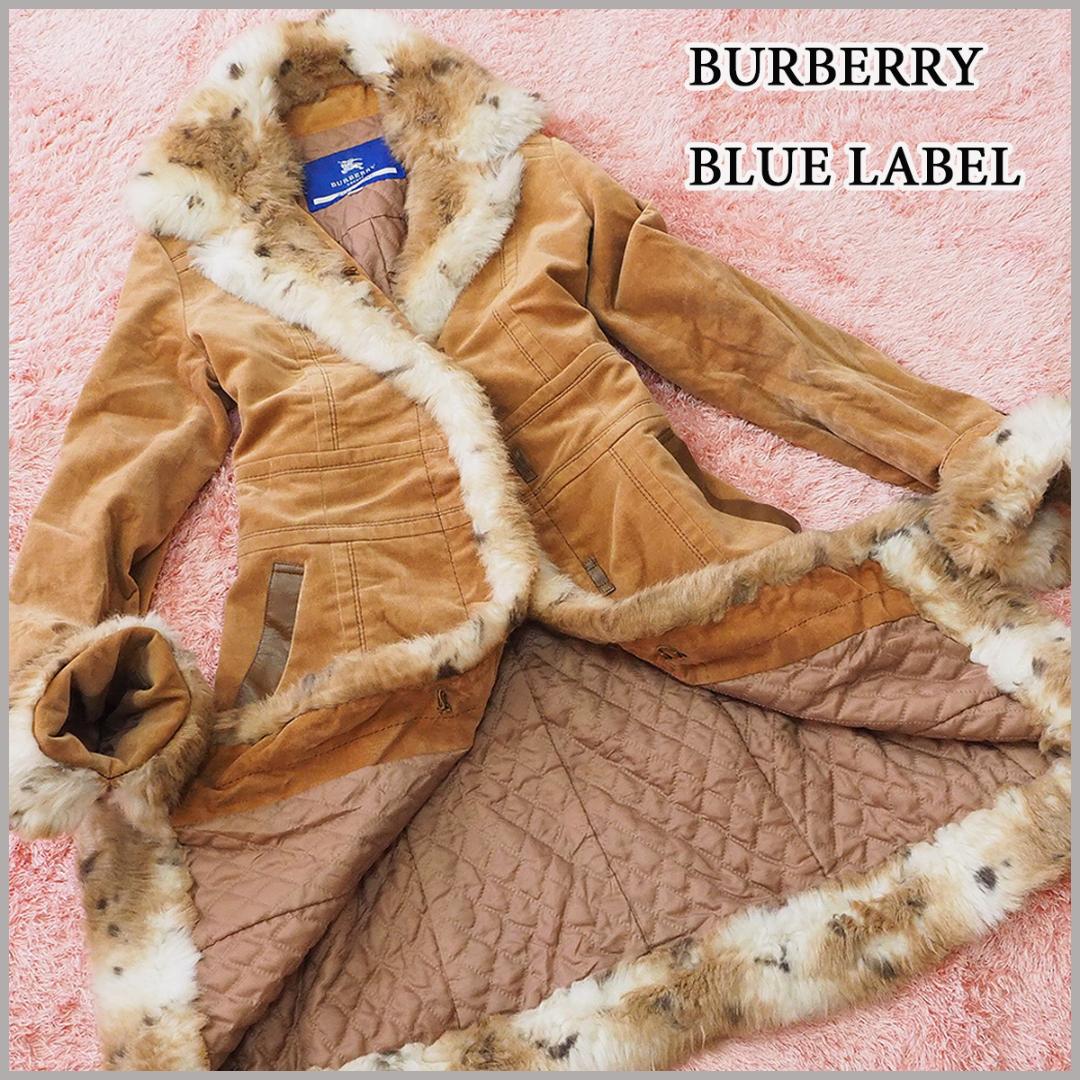 国内外の人気集結! BURBEERY BLUE LABEL ラビットファー コート - ロングコート