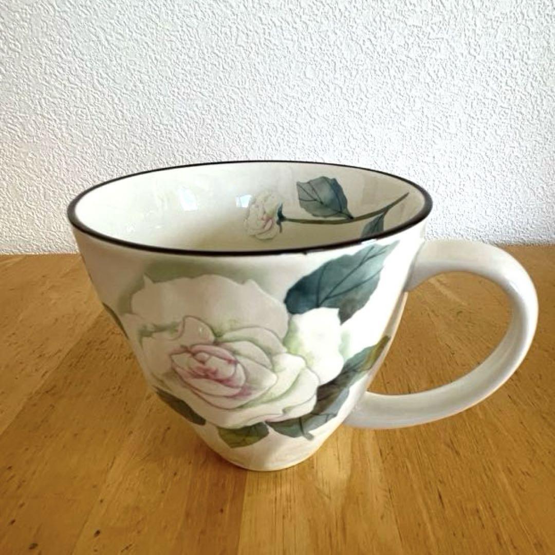バラの花柄 陶器製マグカップ