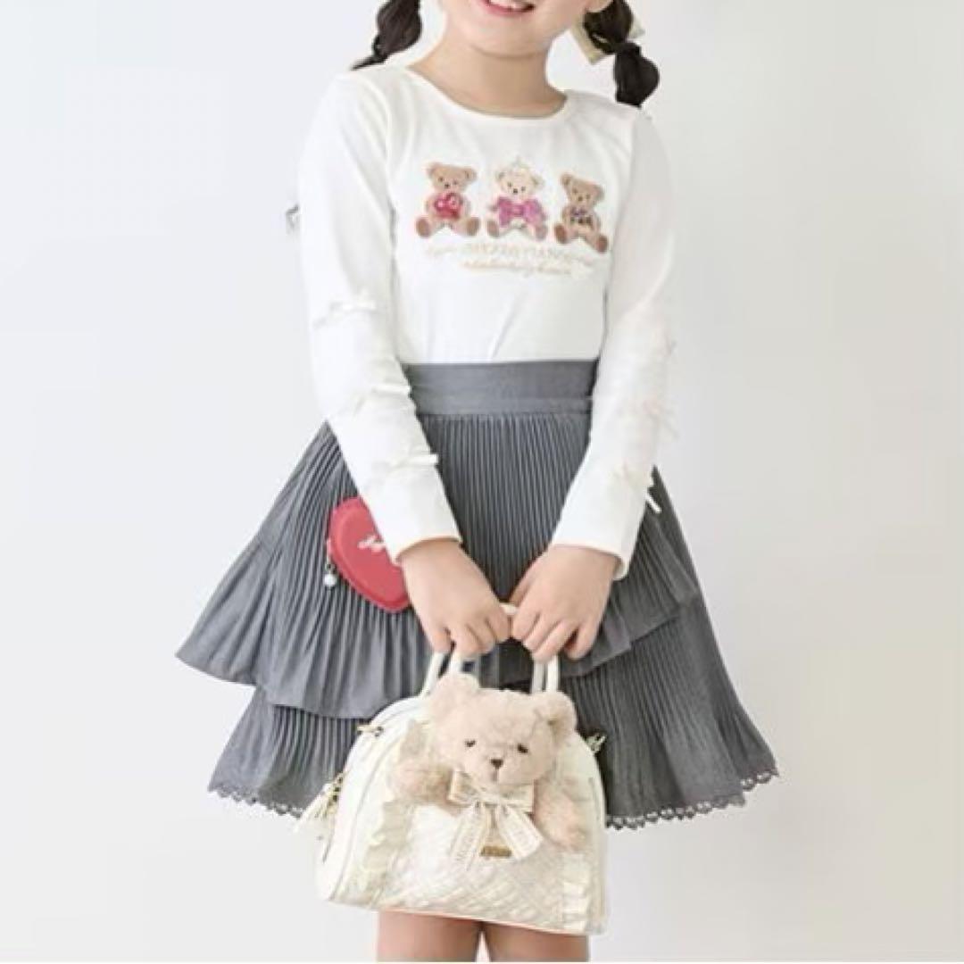 メゾピアノ新品新作タグ付きくま　リボン長袖Tシャツ130