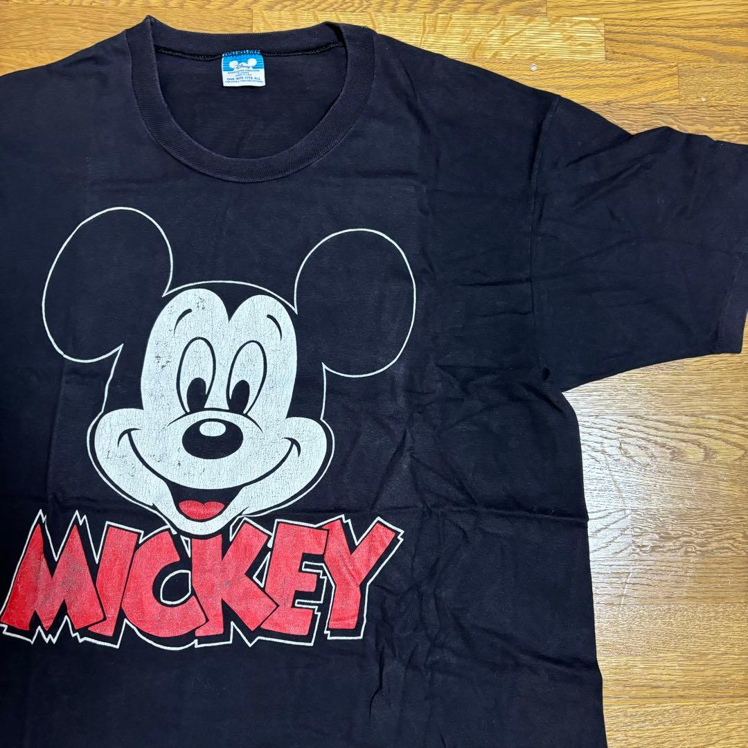 80s ディズニー ミッキーマウス ヴィンテージ Tシャツ USA製 青タグ 黒