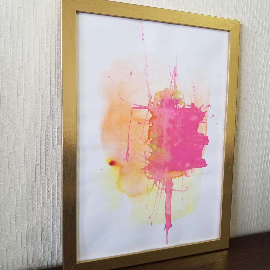 抽象画　絵画　カラー　モノクロ　インテリア　アート　A4サイズ