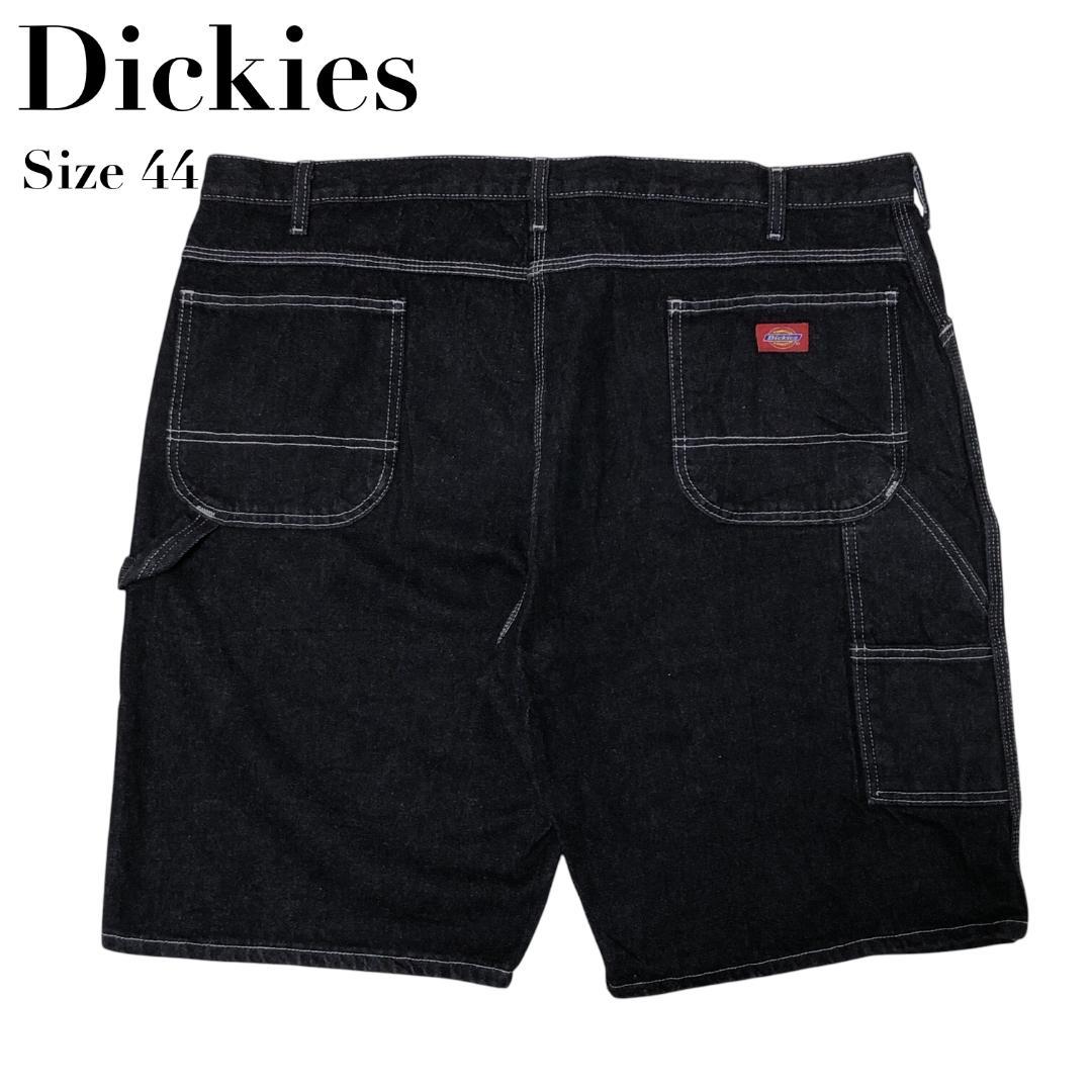 【１着でも送料無料】 美品☆Dickies ブラックデニム 極太ワイド ハーフパンツ バギー パンツ