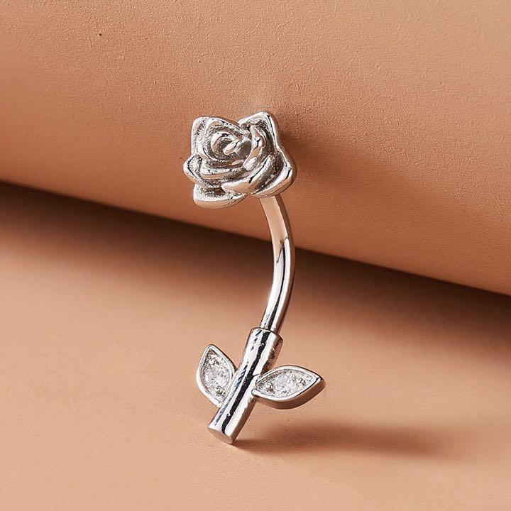 薔薇 へそピアス シルバー