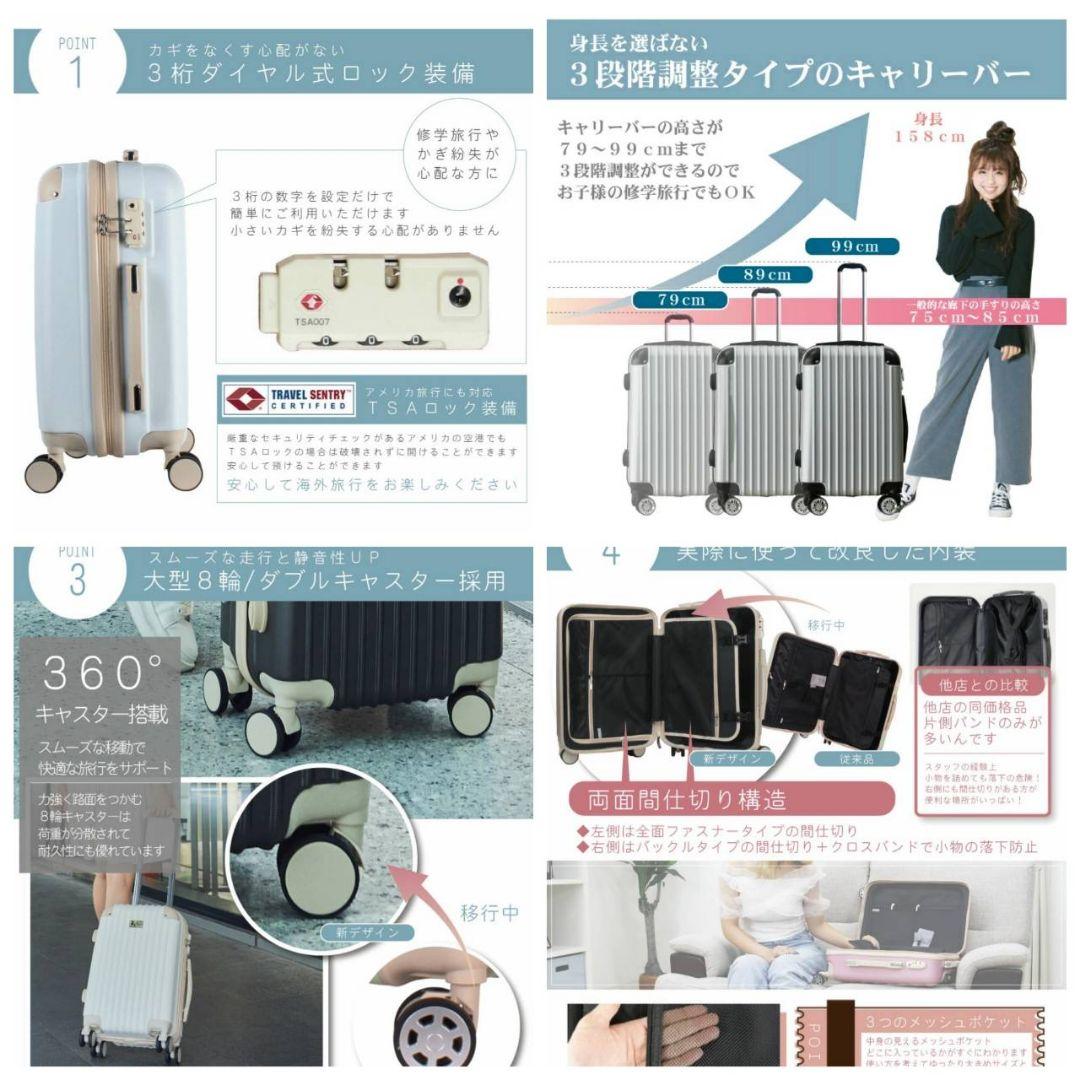 ストライプ キャリーケース　アイスランドブルー×アイボリー　Mサイズ❗