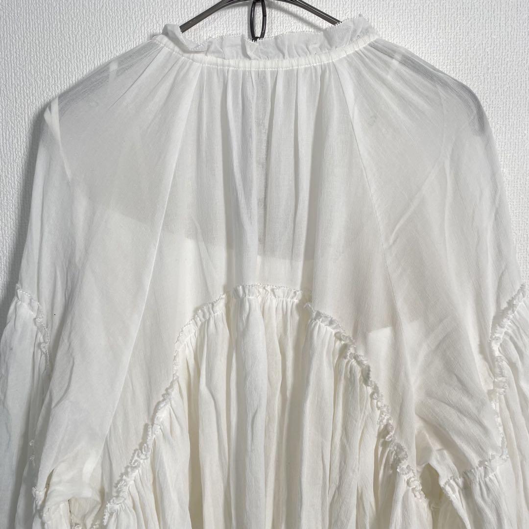 定価¥35,200 CASA FILNE コットンブラウス フリル 透け感あり