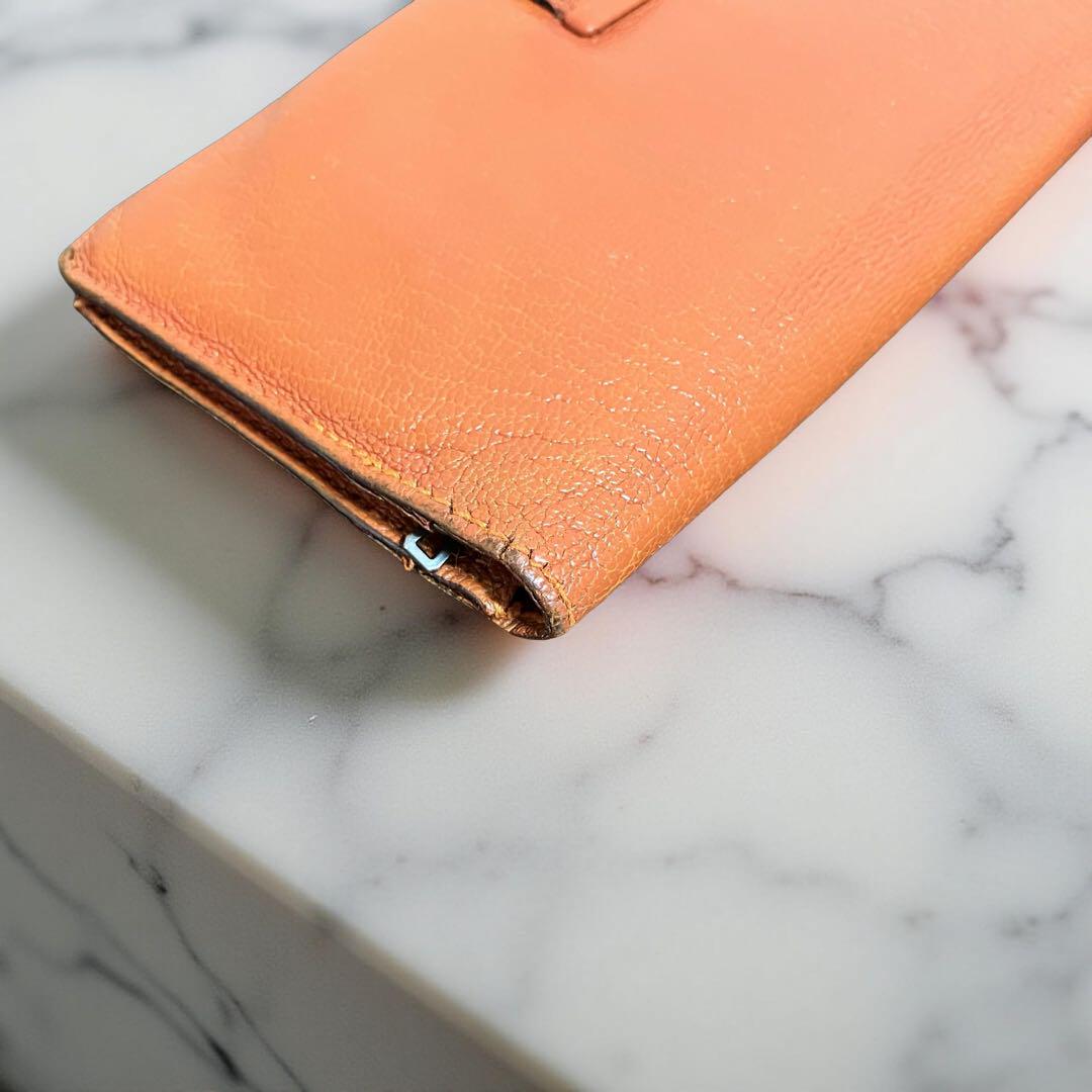 エルメス　HERMES べアン　オレンジ　⬜︎H刻印　長財布