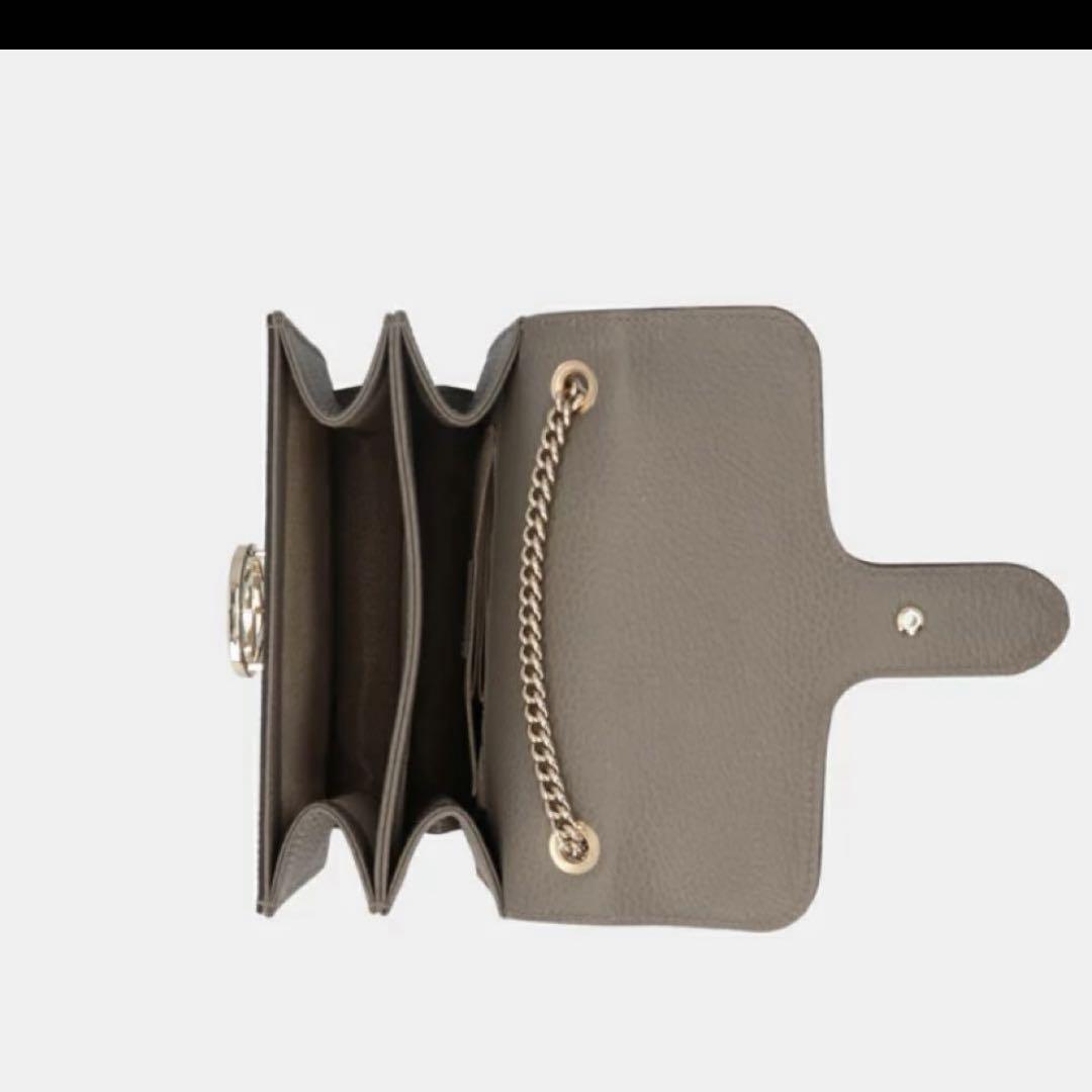 GUCCI インターロッキングGレザーチェーンショルダーバッグ グレー 3WAY