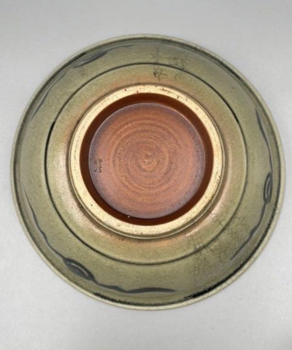 州窯大鉢 「清虚」 古染付 人参図画 陶器 陶芸 焼物 骨董 中国