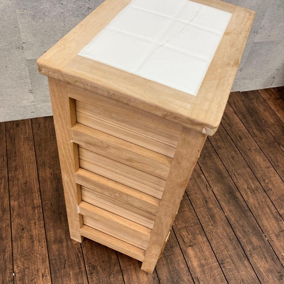 カントリー タイル張り 収納棚 4杯 収納ボックス キッチンラック 木製