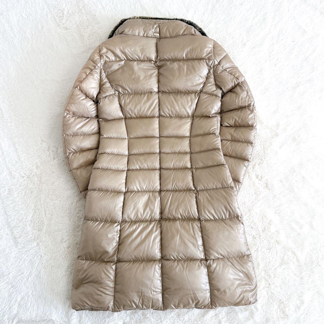 定価18万以上✨️ ヘルノ ナイロン ダウンコート ロング Aライン40 ベージュ
