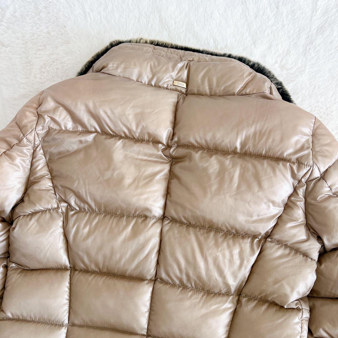 定価18万以上✨️ ヘルノ ナイロン ダウンコート ロング Aライン40 ベージュ