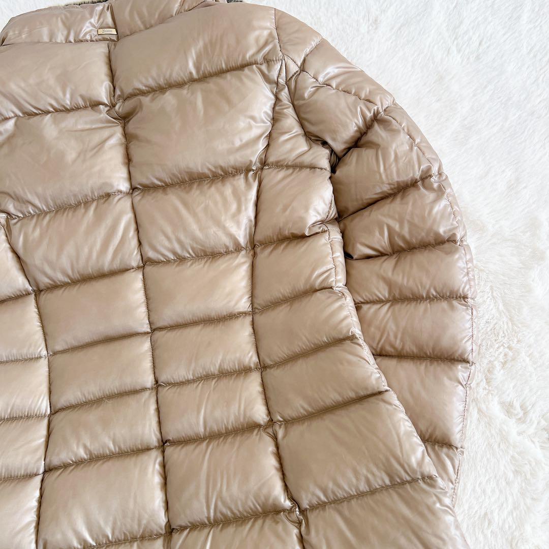 定価18万以上✨️ ヘルノ ナイロン ダウンコート ロング Aライン40 ベージュ