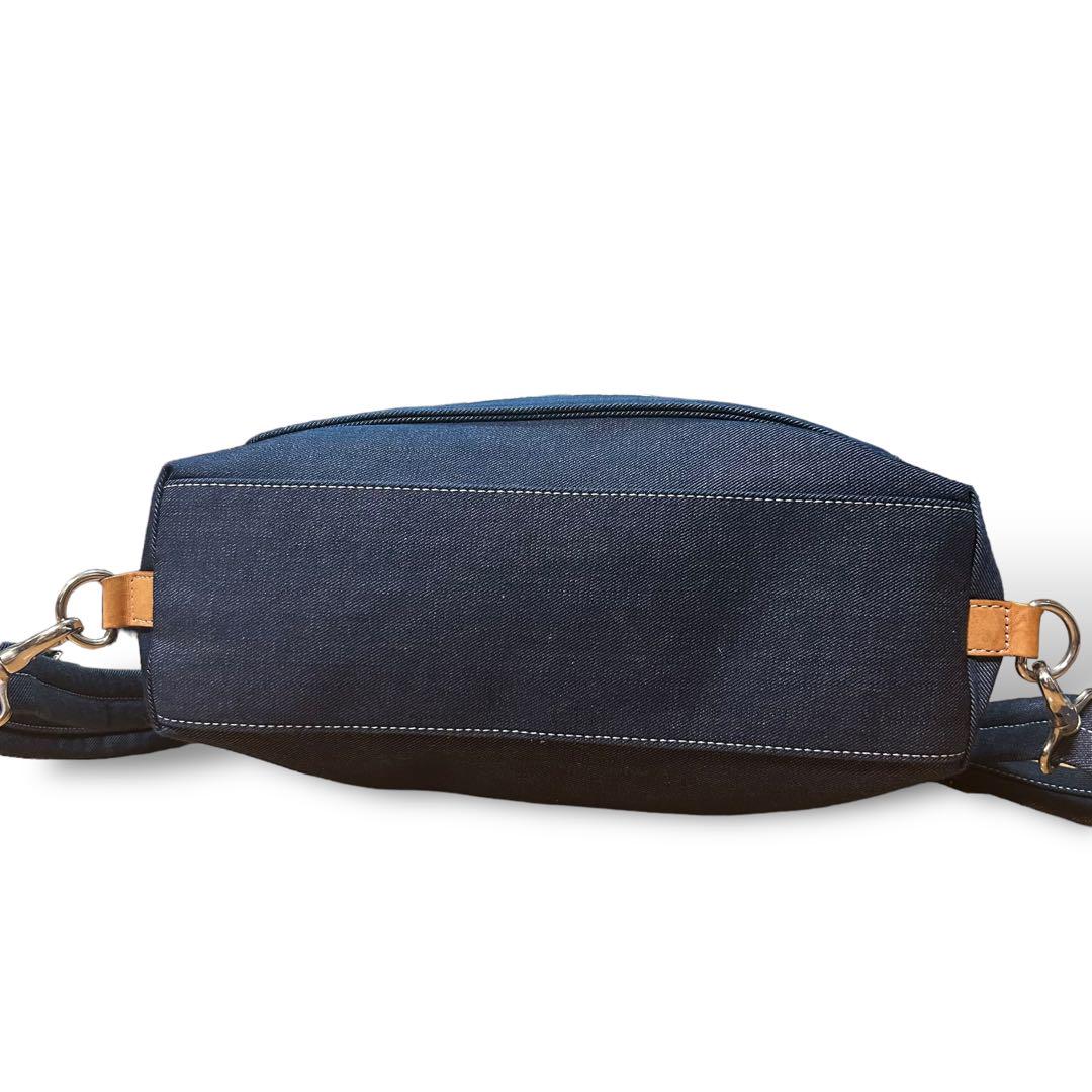 極美品 Kitamura キタムラ リュック 2way デニム デカロゴ 藍色