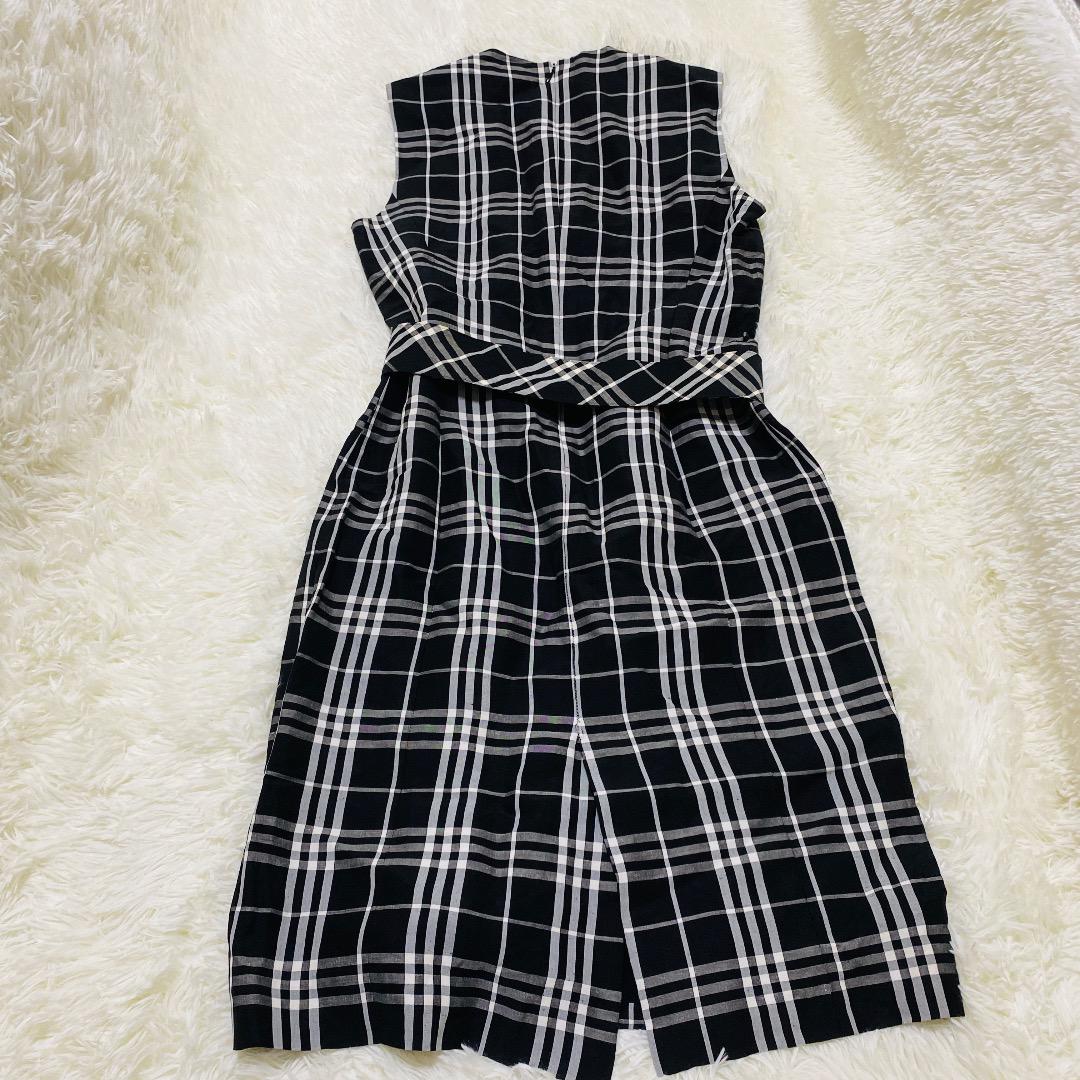 BURBERRY London リネン混 ベルト付きノースリーブ ワンピース L