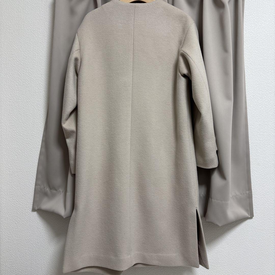 【美品】ショートビーバーノーカラーコート　38