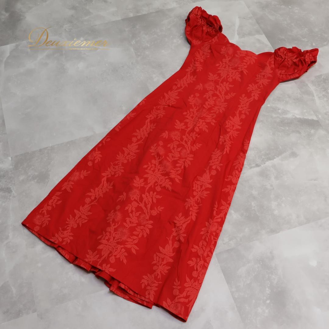 【フラダンス衣装】レッド MermaidLine ワンピース ドレス 赤 花柄 フラダンス衣装】レッド MermaidLine ワンピース ドレス 赤 花柄