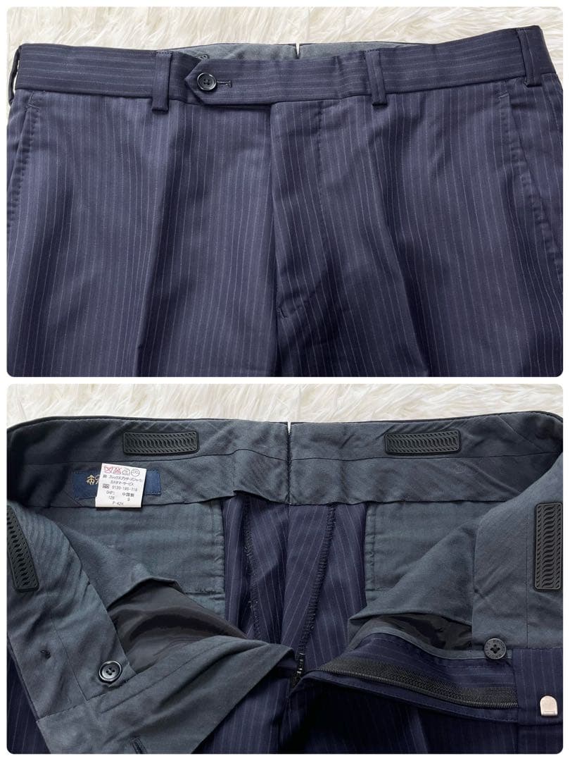 美品✨ブルックスブラザーズ カノニコ シングルストライプスーツ ネイビー 32W 美品✨ブルックスブラザーズ カノニコ シングルストライプスーツ ネイビー 32W