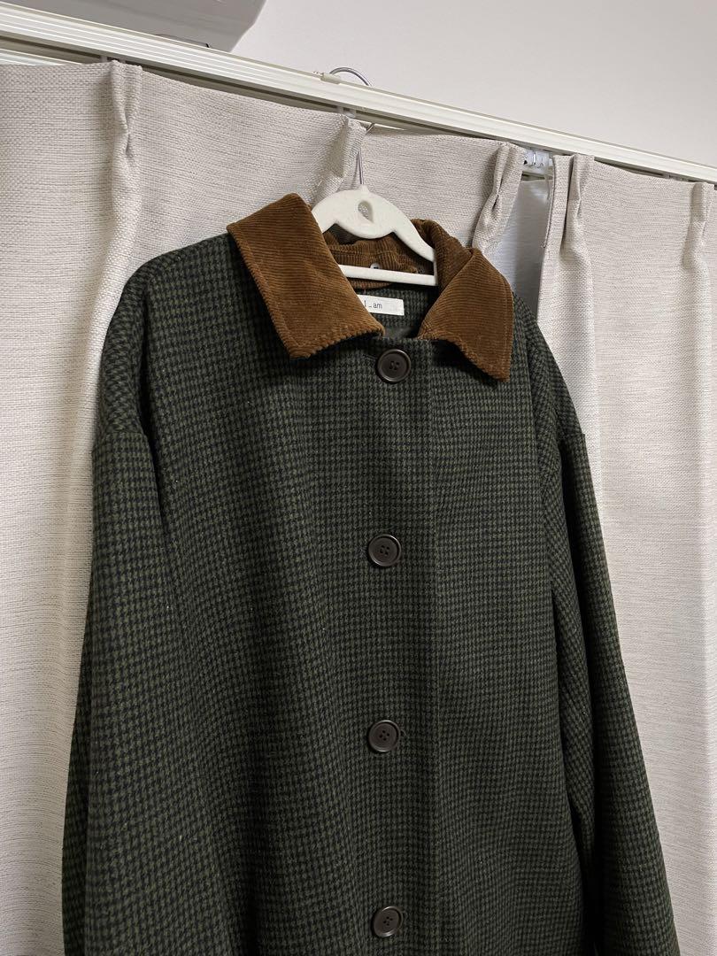 i_am corduroy collar check coat ブラウン eim
