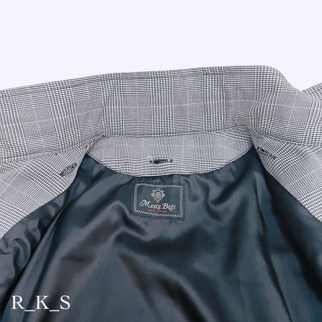 Men's Bigi スタンドカラー ジャケット 千鳥 キルティング グレー L