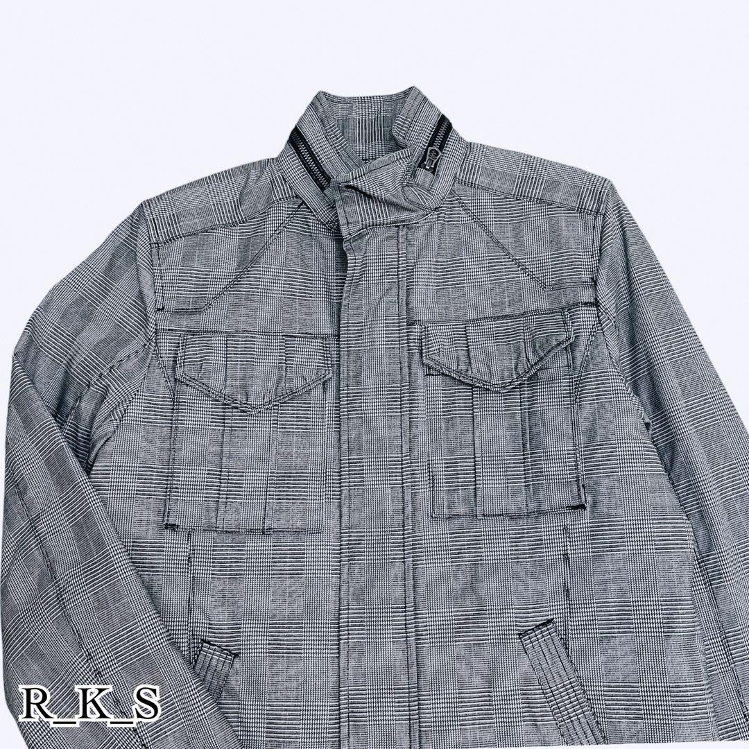 Men's Bigi スタンドカラー ジャケット 千鳥 キルティング グレー L