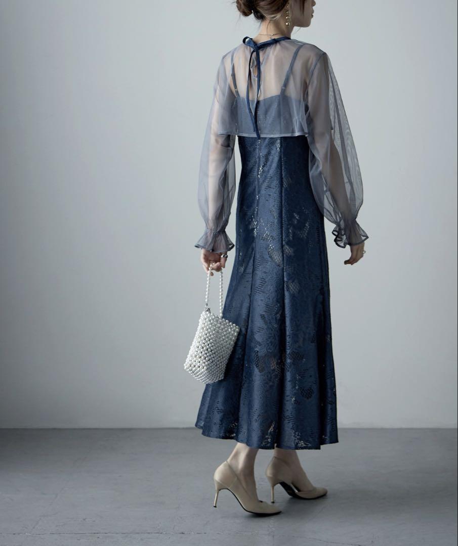 【etoll.】3wayシフォンボレロ&レースキャミドレス 結婚式 ワンピース