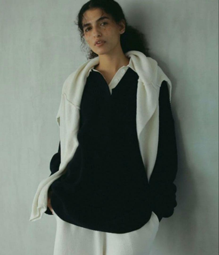 ETRE TOKYO ラガーシャツニットプルオーバー ネイビー SIZE ETRE TOKYO