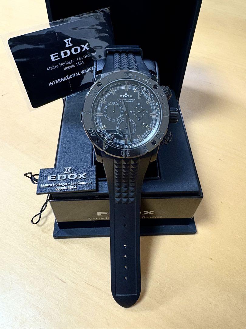 【美品】EDOX クロノオフショア1 10周年200本日本限定黒ダイヤ