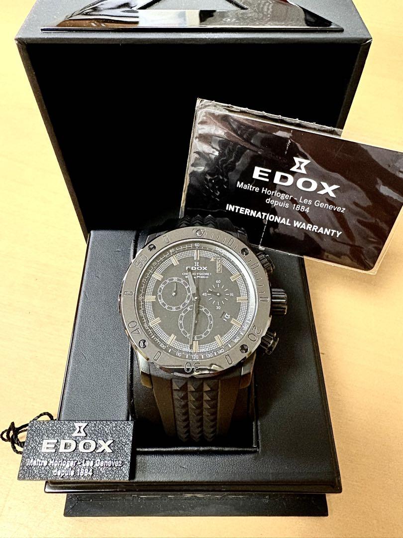【美品】EDOX クロノオフショア1 10周年200本日本限定黒ダイヤ