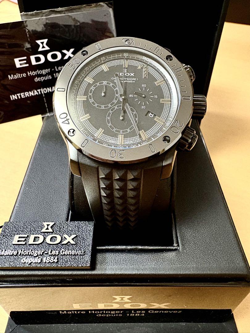【美品】EDOX クロノオフショア1 10周年200本日本限定黒ダイヤ
