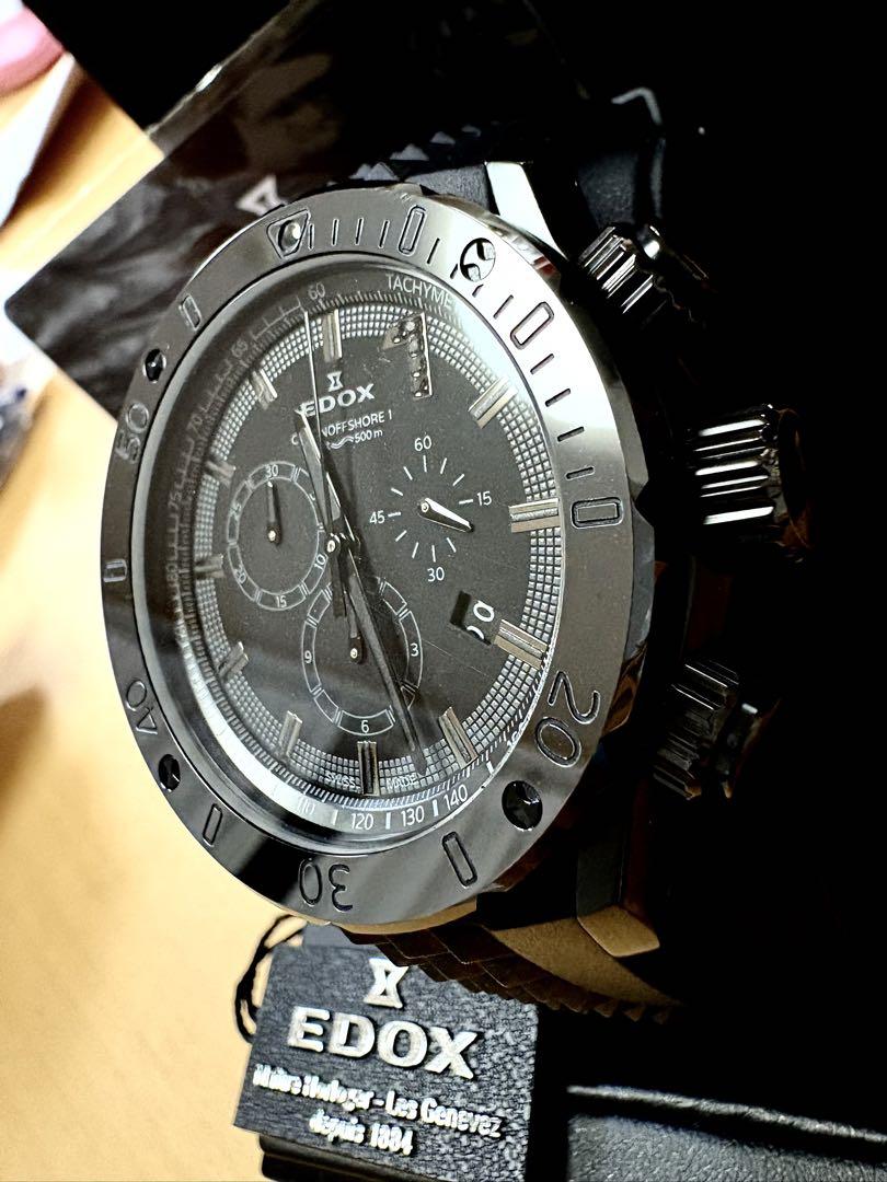 【美品】EDOX クロノオフショア1 10周年200本日本限定黒ダイヤ