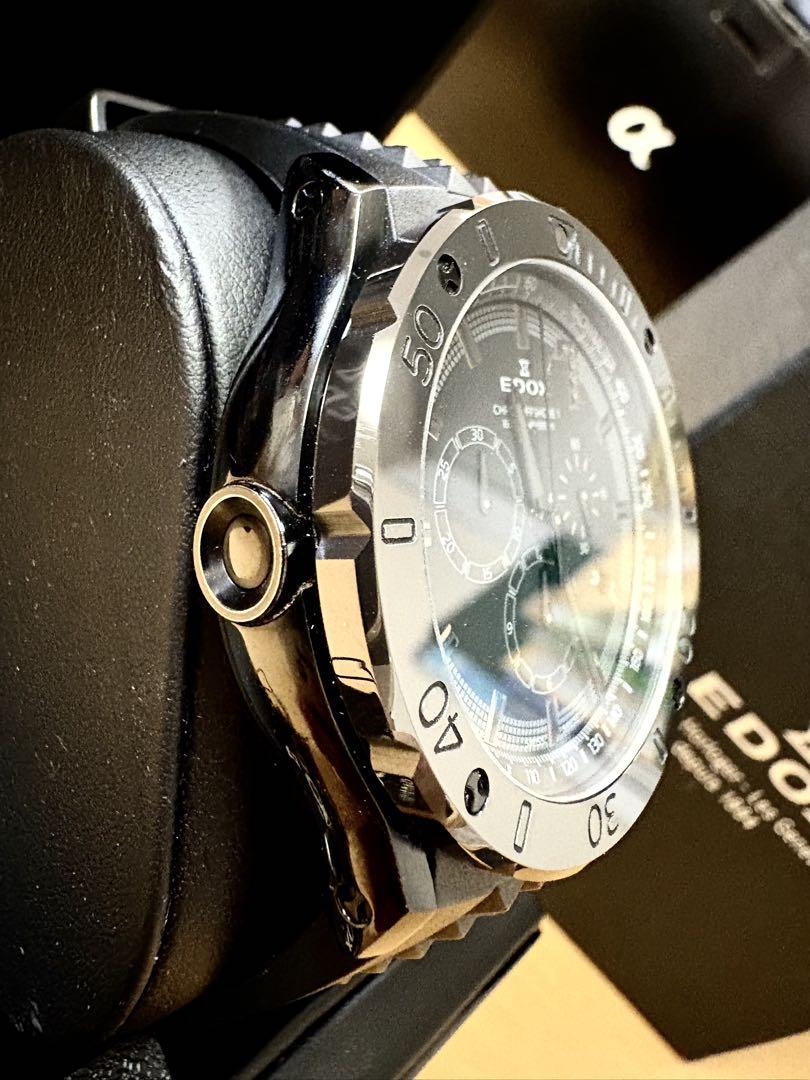 【美品】EDOX クロノオフショア1 10周年200本日本限定黒ダイヤ