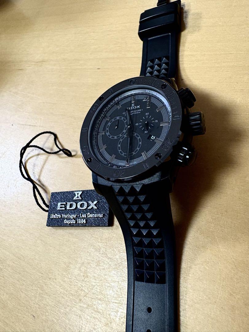 【美品】EDOX クロノオフショア1 10周年200本日本限定黒ダイヤ