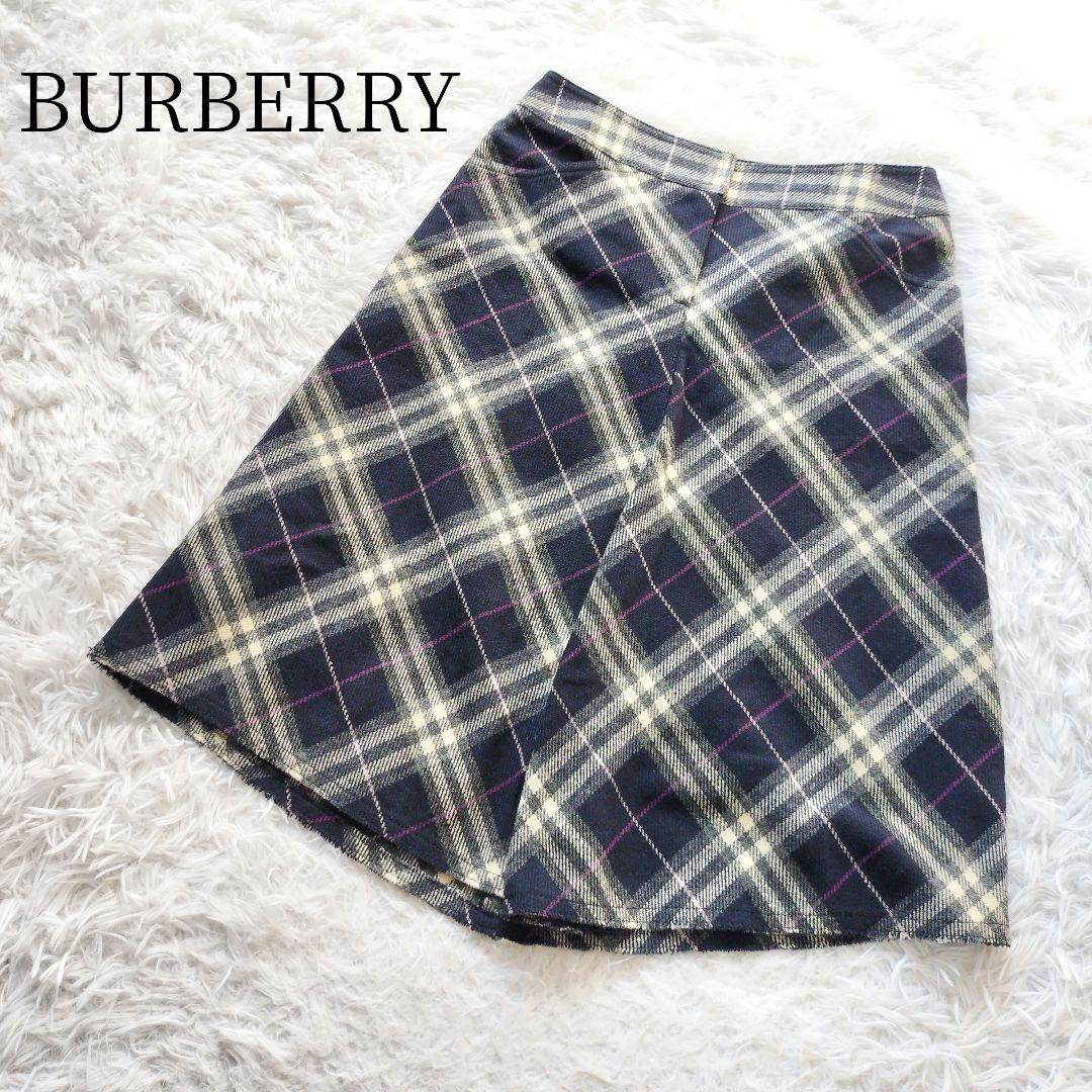 【BURBERRY/バーバリーロンドン】カシミヤ混　スカート　チェック　フレア