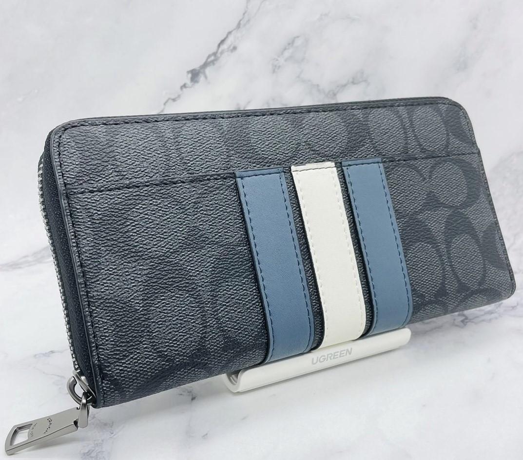 COACH 新品 長財布 財布 紺 白 ブラック 黒 コーチ メンズ 119 - 通販