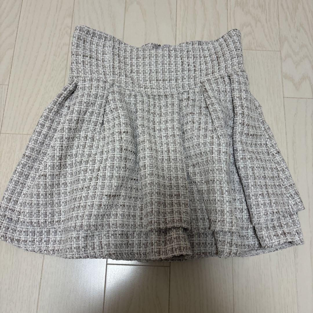 ミシェルマカロン美脚ツイードスカートくすみピンク S