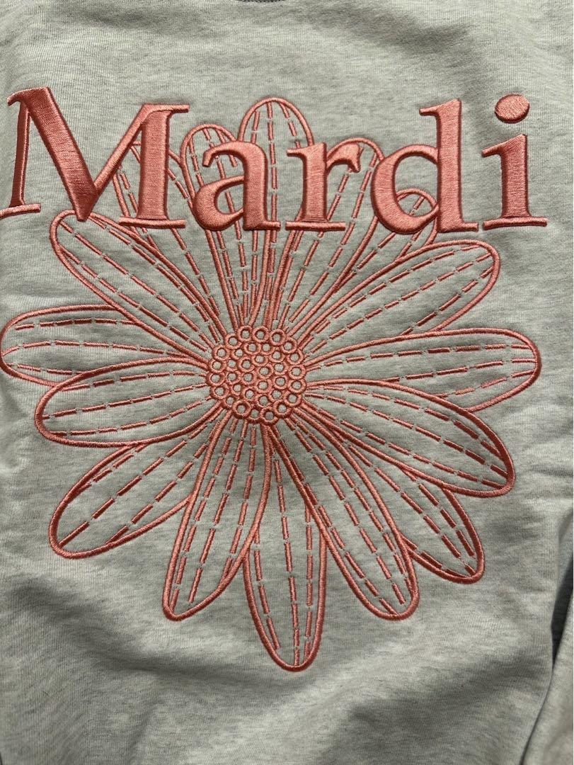 本物　新品未使用　マルディメクルディ　スウェット　グレー　刺繍　花柄　ピンク
