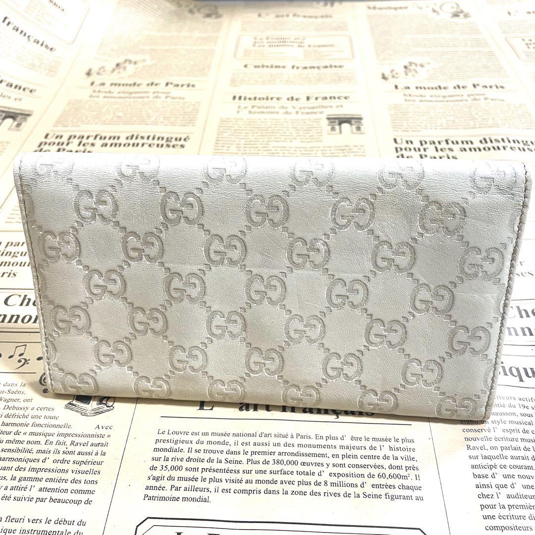 グッチ 長財布 ホワイト グッチシマ レザー レディース財布 GUCCI 財布