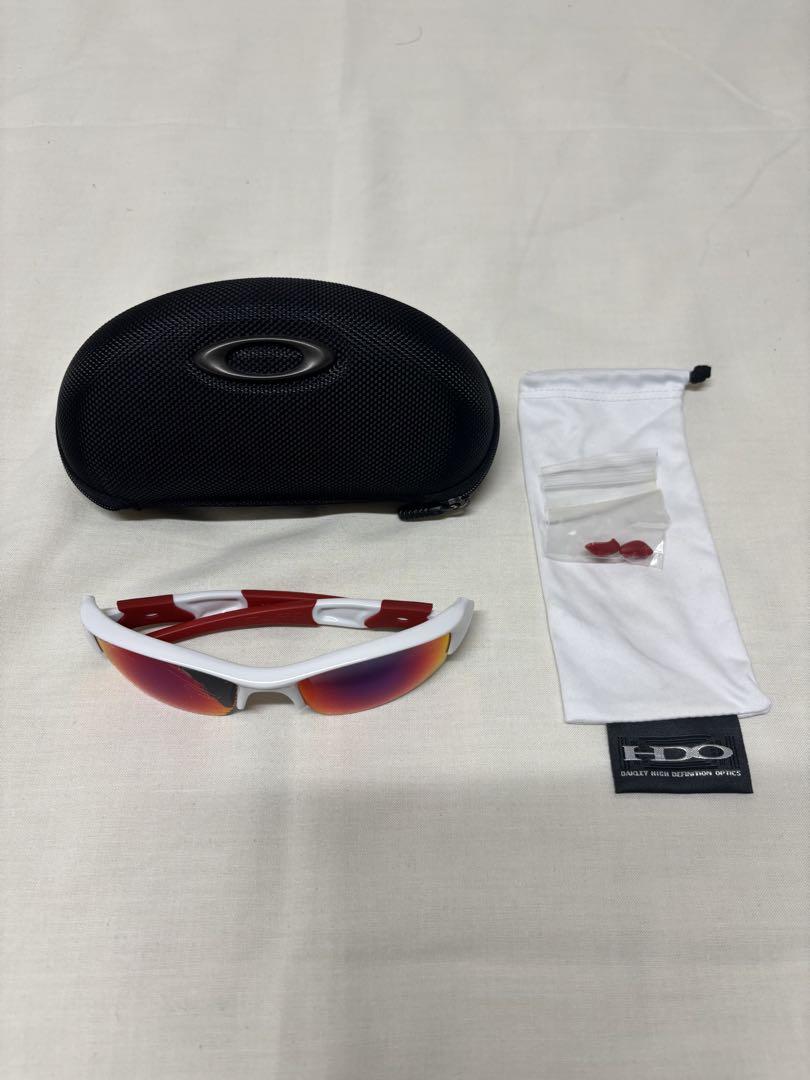 Oakley スポーツサングラス ホワイト/レッド - メルカリ