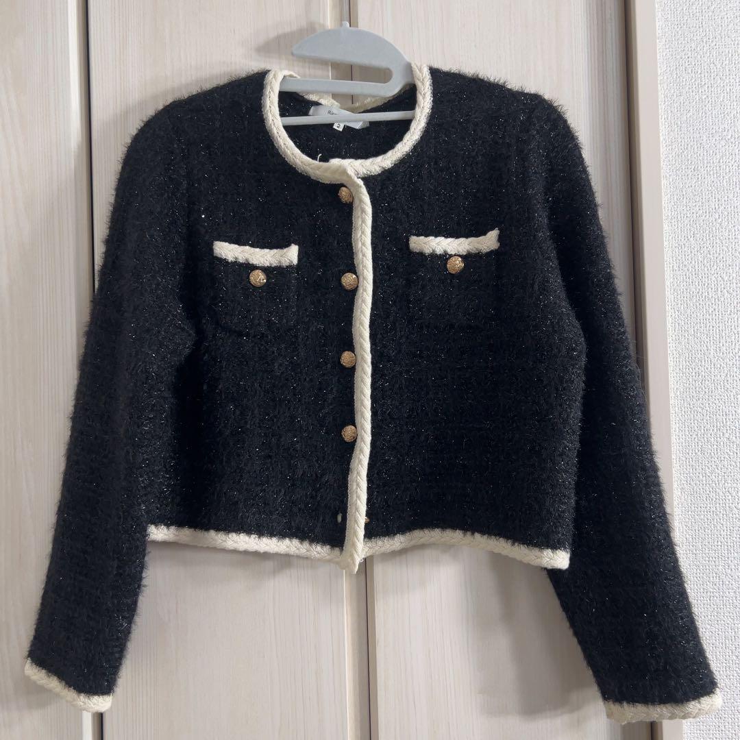 美品)完売品 定価17600円シャイニーツイードニットジャケット