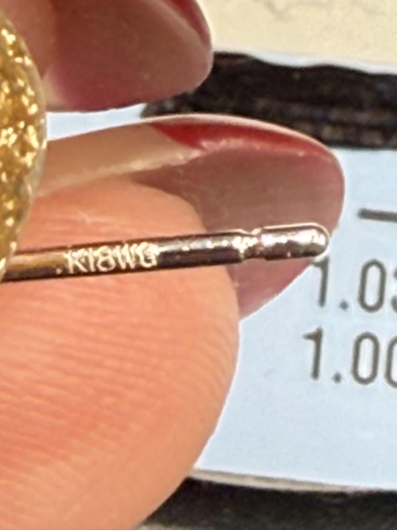 K18WG 天然ダイヤモンド ハート型ピアス