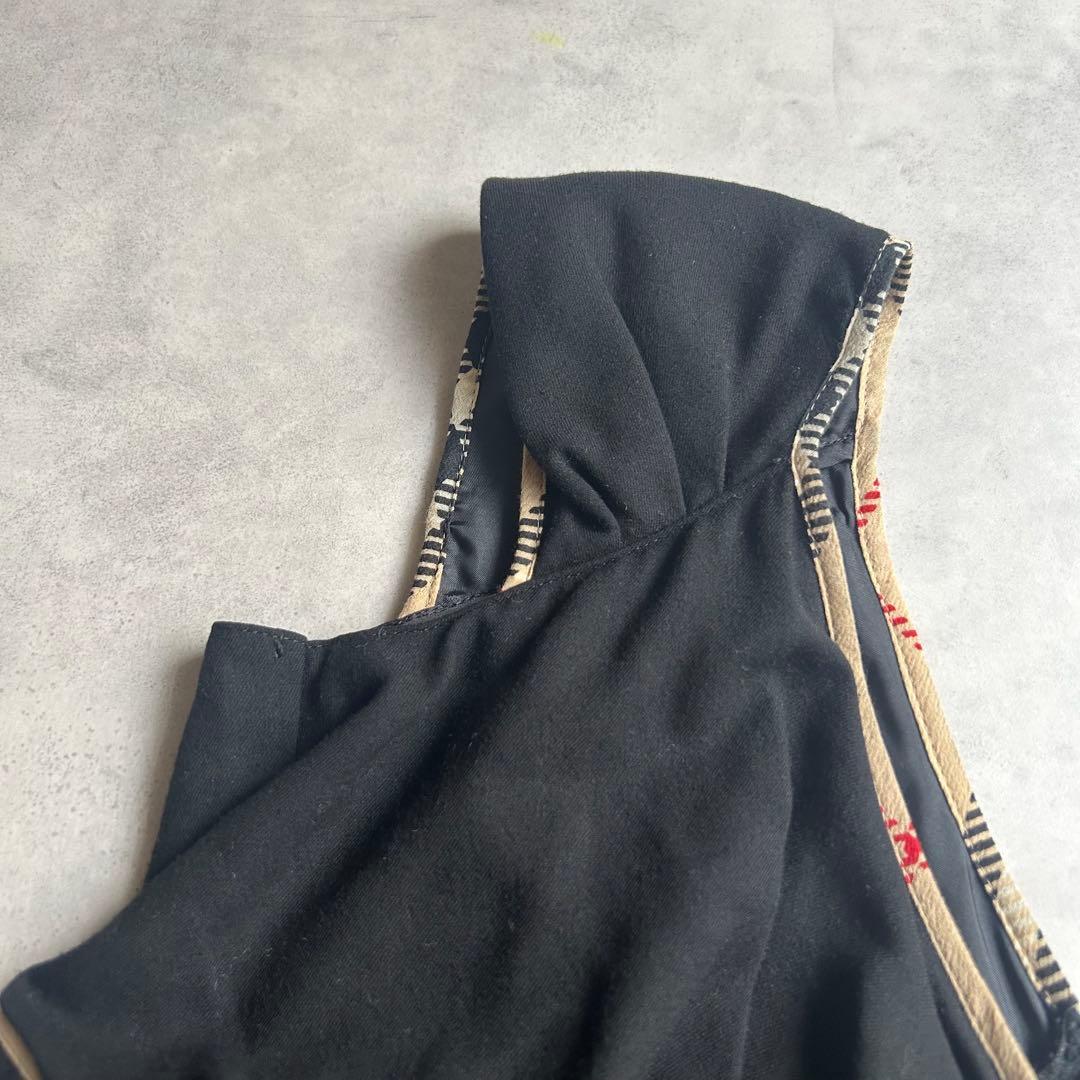 バーバリーブルーレーベル ワンピース ノバチェック リボン フレア ノースリーブ バーバリーブルーレーベル ワンピース ノバチェック リボン フレア ノースリーブ