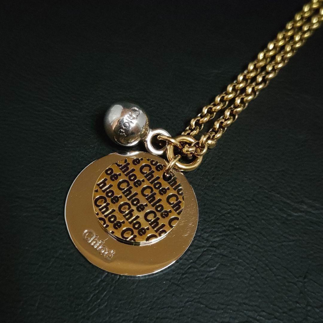【激安】 美品】Chloe クロエ ネックレス ラウンドプレート シルバー アクセサリー