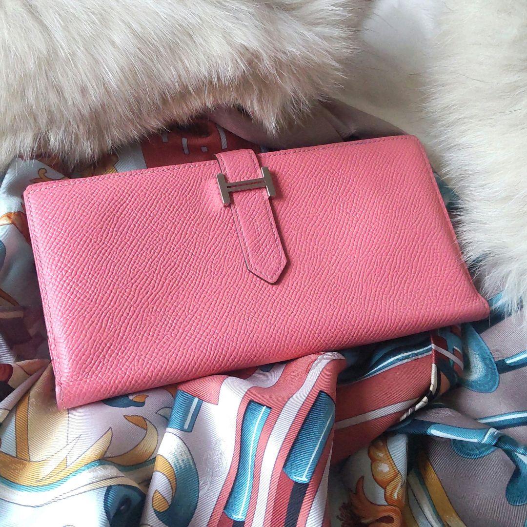 美品✨️ エルメス HERMES 長財布 ピンク ベアンスフレ ヴォーエプソン HERMES - 美品☆ エルメス ベアンスフレ エプソン 長財布 ピンク