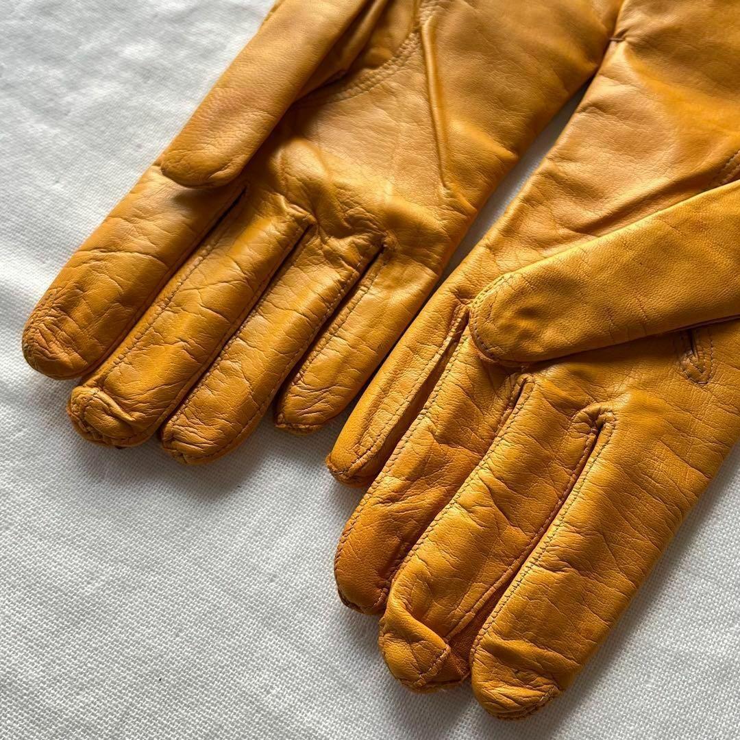 マドヴァグローブ 71/2 レザー手袋 イタリア製 イエロー マスタード