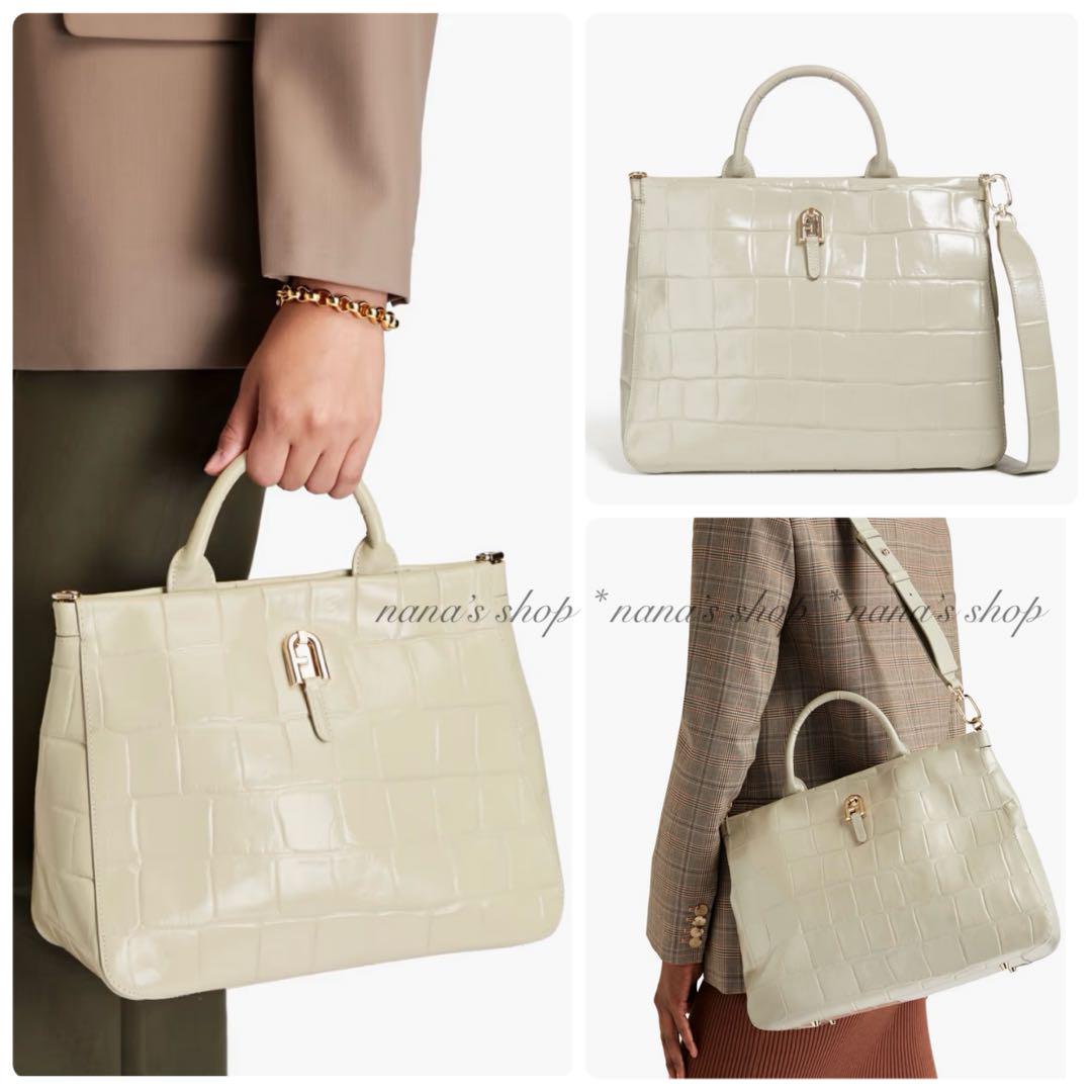 【新品】FURLA フルラ Palazzo レザー クロコ型押し トートバッグ 画像11