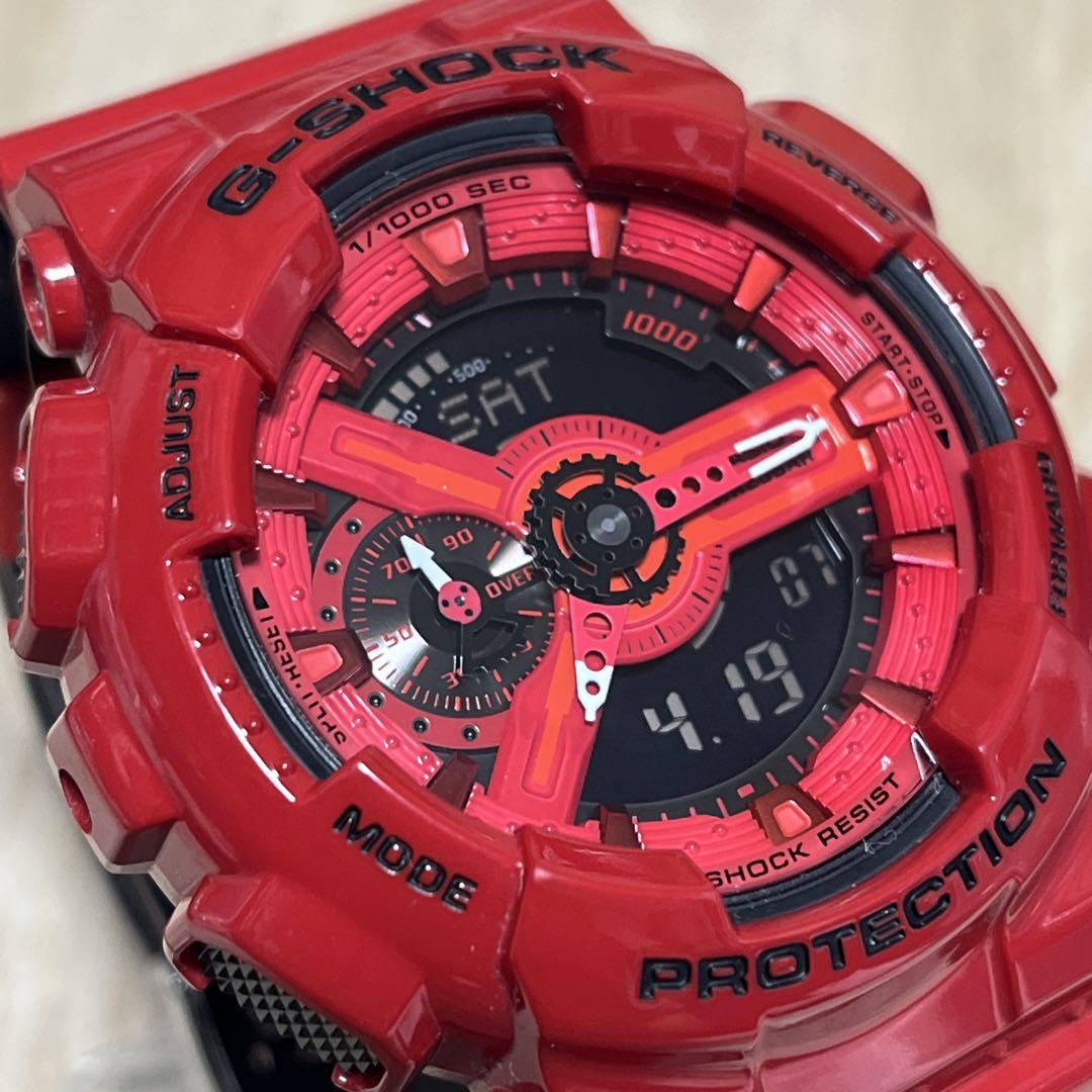 【レア光沢レッド未使用級美品】G-SHOCK GA-110LPAアナデジ電池新品