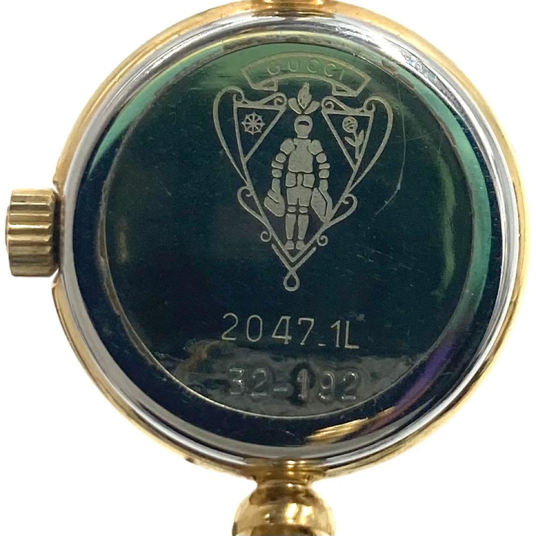 【稼動】 グッチ 腕時計 2047.1L クォーツ 希少文字盤 ゴールドベゼル