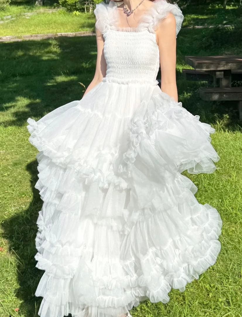 treaturself blooming tulle dress white